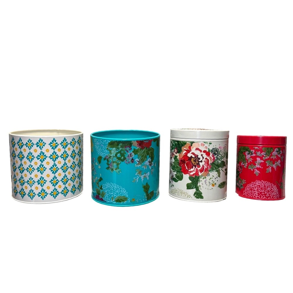 The Pioneer Woman Metal Canisters Set Country Garden & Vintage Geo‎ Floral Tins